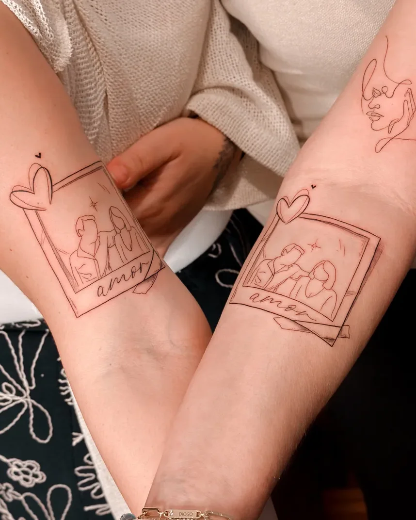 Matching family portrait frames tattoo — a Madeira memory by Hugo Gonzalez