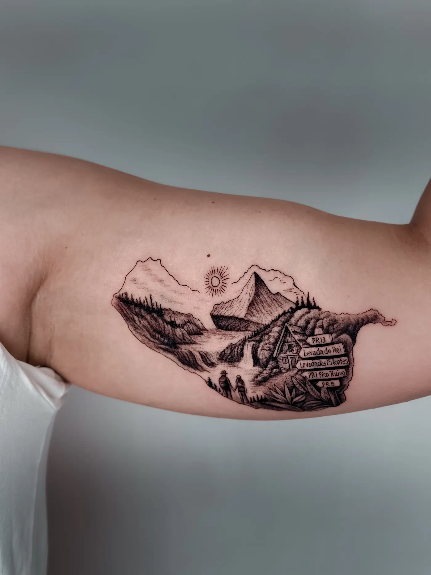 Madeira landscape tattoo by Hugo Gonzalez